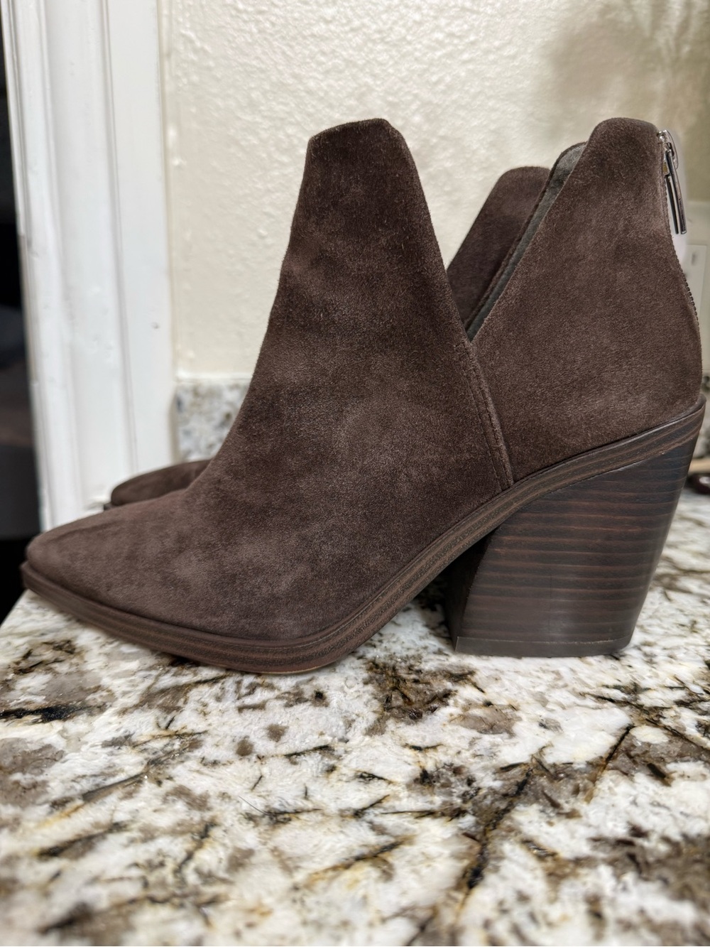 Vince Camuto Dark Brown Suede Ankle Booties